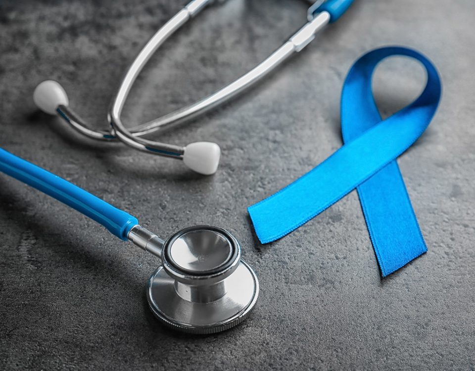Colorectal cancer awareness ribbon
