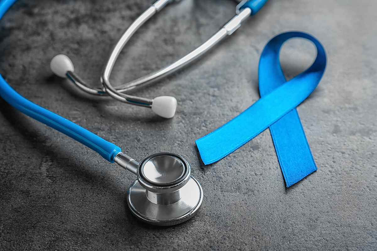 Colorectal cancer awareness ribbon