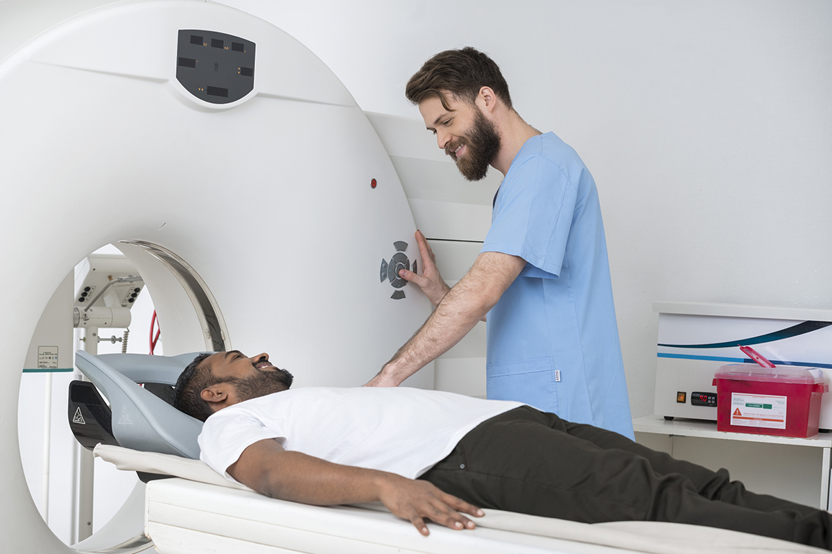 Patient on PET-CT scan table